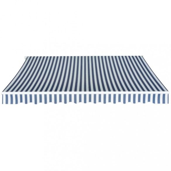 kézi működtetésű összecsukható napellenző, kék-fehér, 350 cm