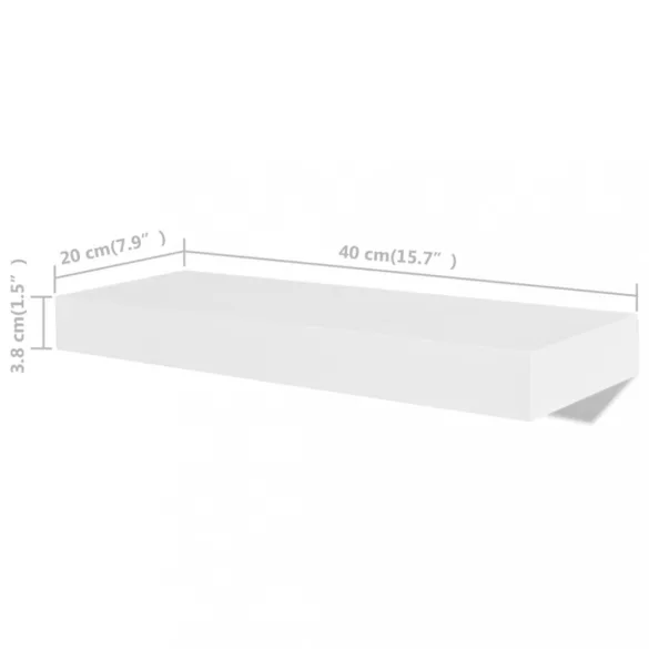 4 db fehér fali polc 40 cm