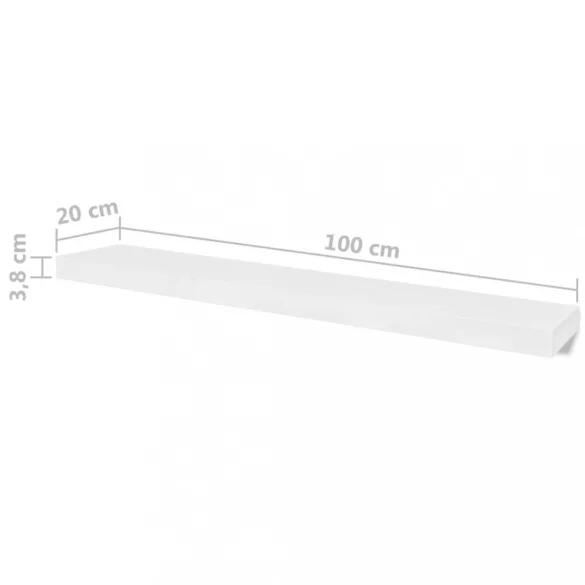 4 db fehér fali polc 100 cm