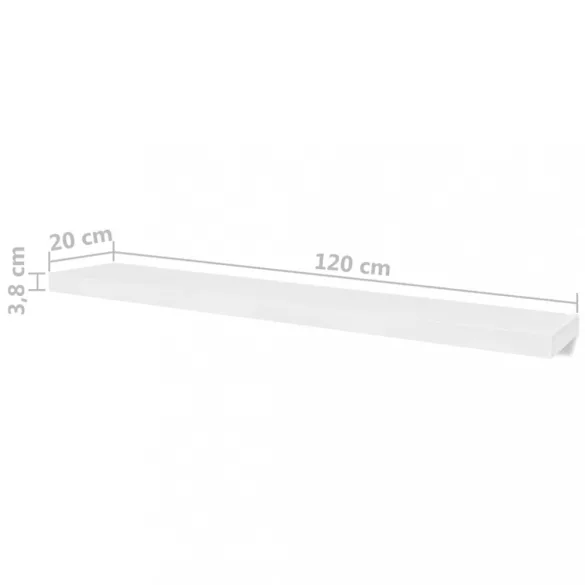 4 db fehér fali polc 120 cm