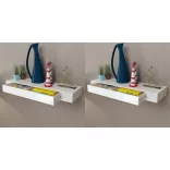 2 db fehér lebegő fali polc fiókkal 80 cm