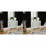 2 db fehér szerelt fa radiátorburkolat 112 cm