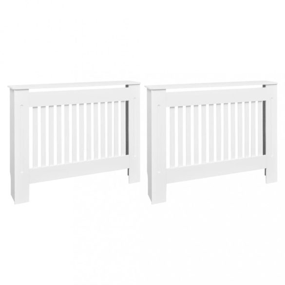 2 db fehér szerelt fa radiátorburkolat 112 cm
