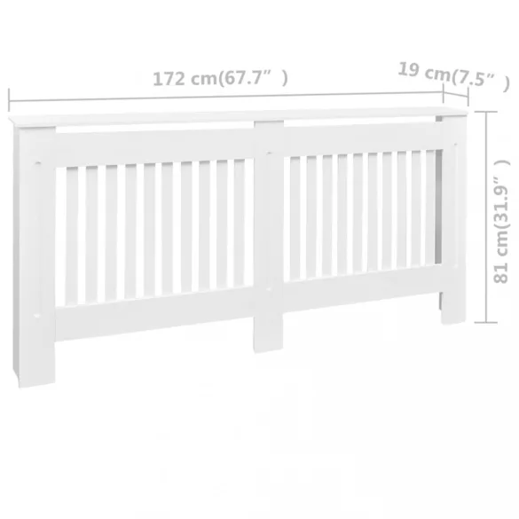 2 db fehér szerelt fa radiátorburkolat 172 cm