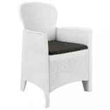 7 részes fehér rattan hatású műanyag kültéri étkezőgarnitúra