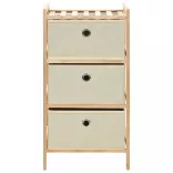 2 db cédrusfa tárolóállvány 3 db bézs szövet kosárral