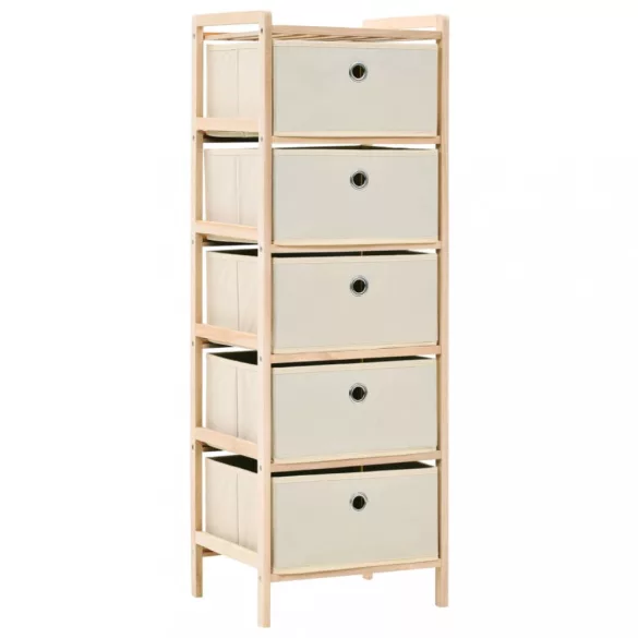 2 db cédrusfa tárolóállvány 5 db bézs szövet kosárral