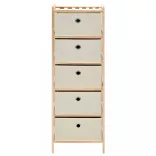 2 db cédrusfa tárolóállvány 5 db bézs szövet kosárral