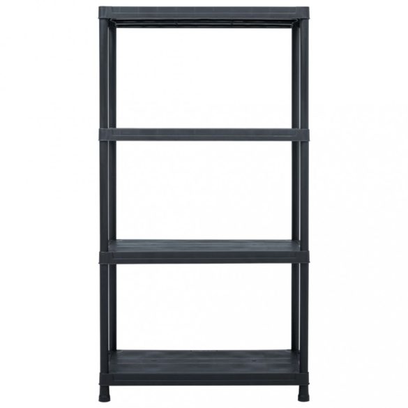 2 db fekete műanyag tároló polc állvány 60 x 30 x 138 cm