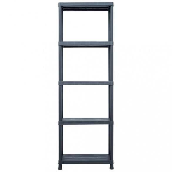 2 db fekete műanyag tároló polc 125 kg 60 x 30 x 180 cm