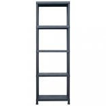 5 db fekete műanyag tároló polc 125 kg 60 x 30 x 180 cm