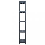 5 db fekete műanyag tároló polc 125 kg 60 x 30 x 180 cm