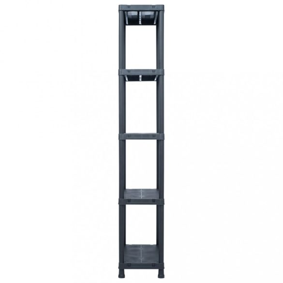 5 db fekete műanyag tároló polc 125 kg 60 x 30 x 180 cm