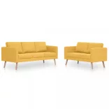 2-részes sárga szövet kanapészett