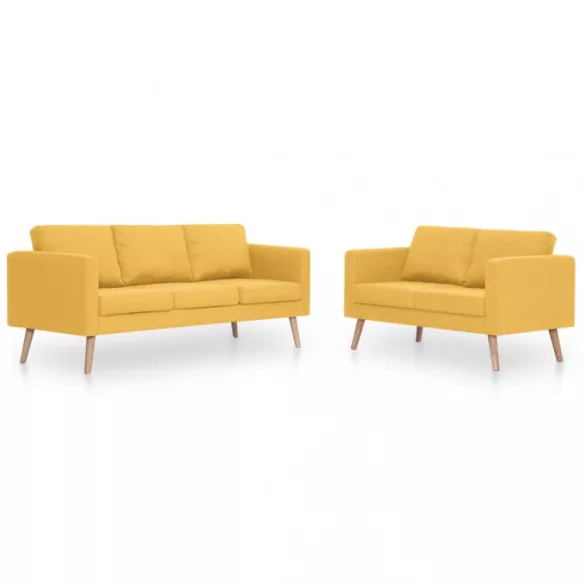 2-részes sárga szövet kanapészett