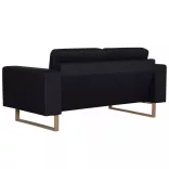 2-részes fekete szövet kanapészett