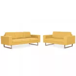 2-részes sárga szövet kanapészett