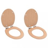 2 db bambuszmintás MDF WC-ülőke lassan csukódó fedéllel