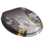 2 db New York mintás MDF WC-ülőke lassan csukódó fedéllel