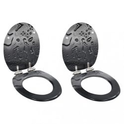   2 db vízcsepp mintás MDF WC-ülőke lassan csukódó fedéllel