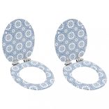 2 db porcelánmintás MDF WC-ülőke lassan csukódó fedéllel