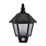 2 db fekete napelemes fali lámpa mozgásérzékelővel