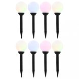 8 db napelemes kültéri LED gömblámpa 15 cm RGB