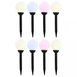 8 db napelemes kültéri LED gömblámpa 15 cm RGB