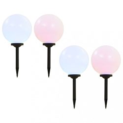 4 db napelemes kültéri LED gömblámpa 30 cm RGB