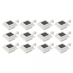   12 db fehér négyzet alakú kültéri napelemes LED lámpa 12 cm