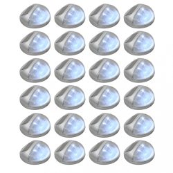 24 db ezüstszínű kerek kültéri napelemes LED falilámpa