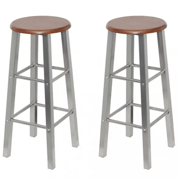 4 db ezüst és barna MDF bárszék