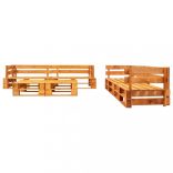 6 részes mézbarna fa kerti raklap ülőgarnitúra