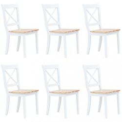 6 db fehér és natúr színű tömör gumifa étkezőszék