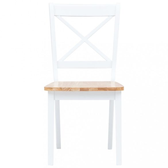 6 db fehér és natúr színű tömör gumifa étkezőszék