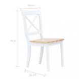 6 db fehér és natúr színű tömör gumifa étkezőszék