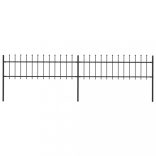 fekete acélkerítés lándzsás tetejű szegéllyel 359 x 60 cm