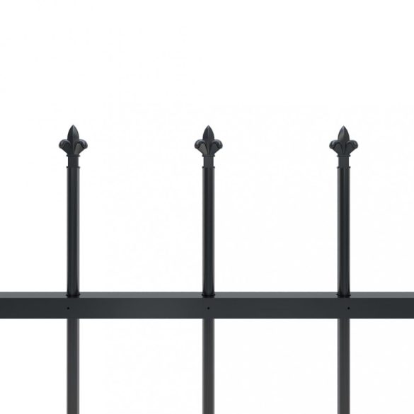 fekete acélkerítés lándzsás tetejű 714,5 x 60 cm