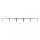 fekete acélkerítés lándzsás tetejű szegéllyel 892,5 x 60 cm