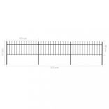 fekete acélkerítés lándzsás tetejű 537 x 80 cm