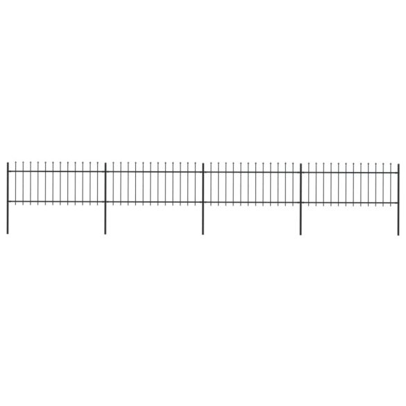 fekete lándzsahegyes tetejű kerti acélkerítés 6,8 x 0,8 m