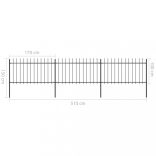 fekete acélkerítés lándzsás tetejű 537 x 100 cm