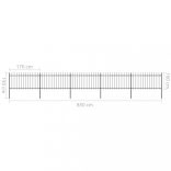 fekete acélkerítés lándzsás tetejű szegéllyel 892,5 x 100 cm
