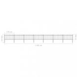 fekete acélkerítés lándzsás tetejű szegéllyel 1248 x 100 cm