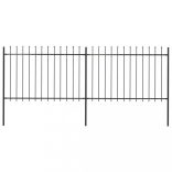 fekete lándzsahegyes tetejű kerti acélkerítés 3,4 x 1,2 m