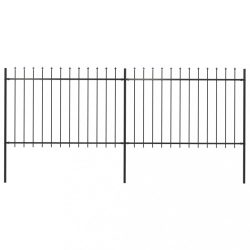   fekete lándzsahegyes tetejű kerti acélkerítés 3,4 x 1,2 m
