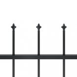 fekete lándzsahegyes tetejű kerti acélkerítés 3,4 x 1,2 m