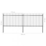 fekete lándzsahegyes tetejű kerti acélkerítés 3,4 x 1,2 m