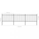 fekete acélkerítés lándzsás tetejű 537 x 120 cm