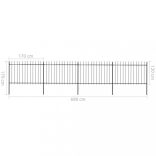 fekete acélkerítés lándzsás tetejű 714,5 x 120 cm